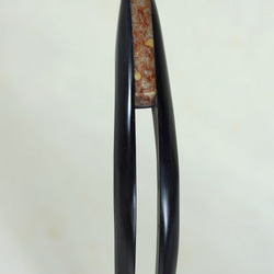 二股木製かんざし　ヘアーフォーク　軸黒ポイント天然石オレンジ 4枚目の画像
