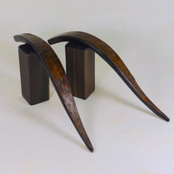 木製かんざし　桜の皮（樺皮）　軸強化木　黒　 2枚目の画像