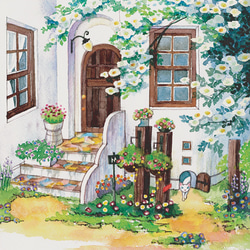 プリンター複製水彩イラスト A4】7月のガーデン 絵画 つかもとていこ