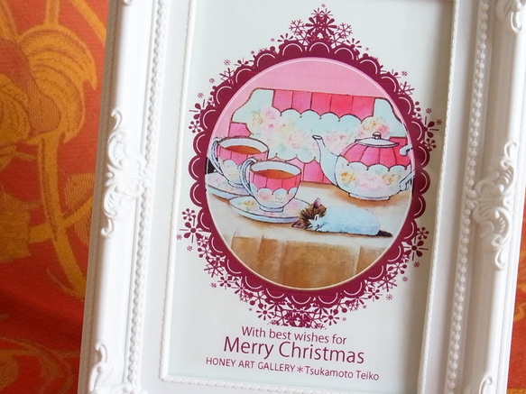特製クリスマスカード＊4枚セット（額は付きません）　ねこ柄 5枚目の画像