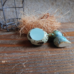 ハシビロコウ③はしびろコータロ―たまご　ヒナ・うずらの卵　陶器　置物・インテリア・ H-123 10枚目の画像
