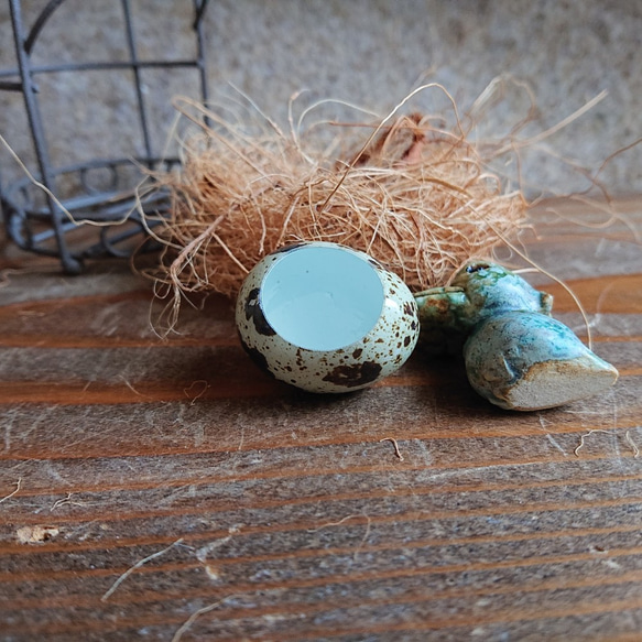 ハシビロコウ③はしびろコータロ―たまご　ヒナ・うずらの卵　陶器　置物・インテリア・ H-123 10枚目の画像