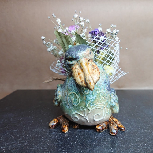 【2512】115.ハシビロコウ花器…備前焼 2512】115.ハシビロコウ花器…備前焼 2512】115.ハシビロコウ花器