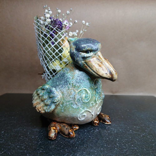 ハシビロコウ】はしびろコータロ― 花器 小鉢 小物入れ ドライフラワー