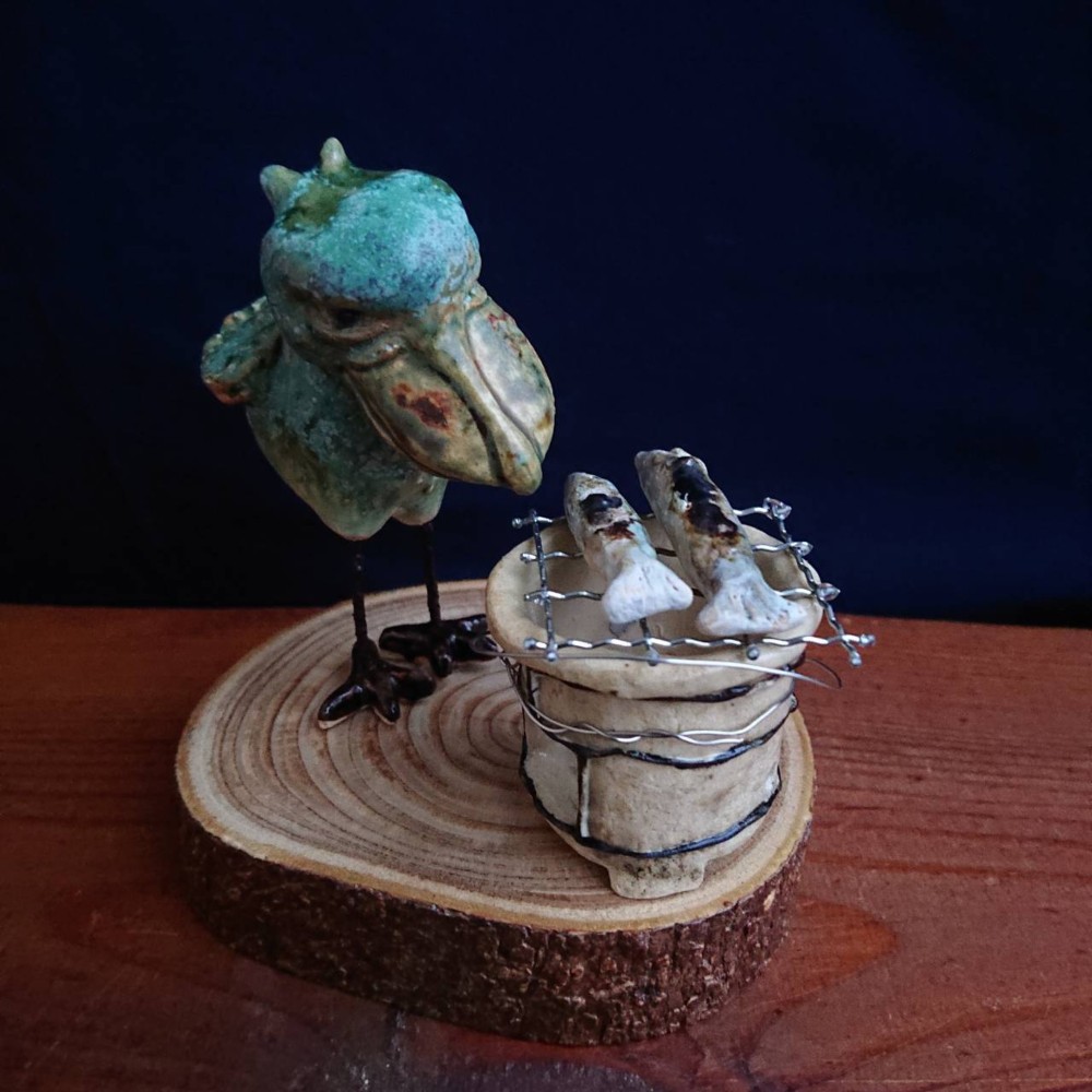 Du様3点おまとめ専用　シー陶器アートハシビロコウ　シーグラスハシビロコウ