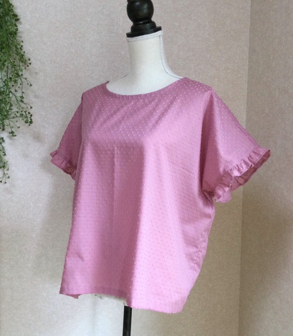 ちょこっとフリル袖のゆったりプルオーバー　マカロンピンク