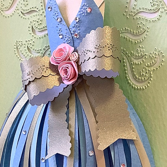 ペーパーレリーフ作品　「妖精のドレス〜ブルー」 3枚目の画像