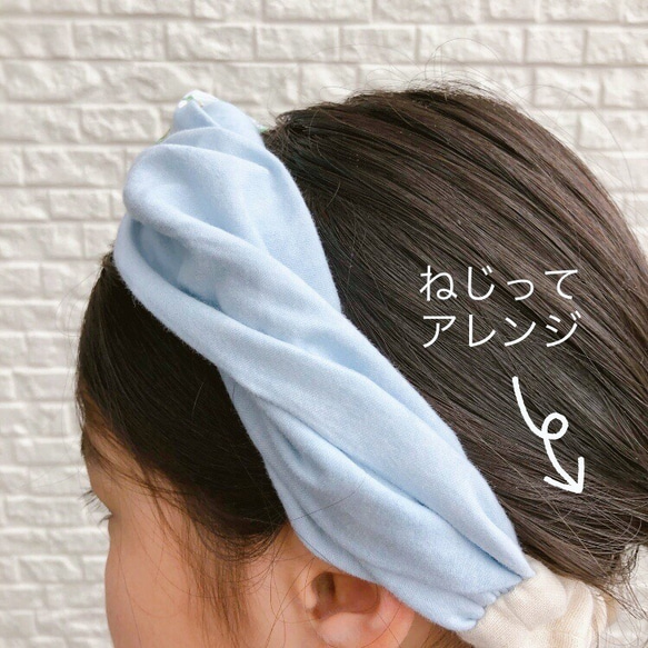 ミモザのバイカラーこどもヘアバンド 6枚目の画像