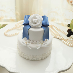 シンデレラブルーのクレイケーキセット 完全受注製作】シンデレラブルーのクレイケーキ(リングピロー) リング