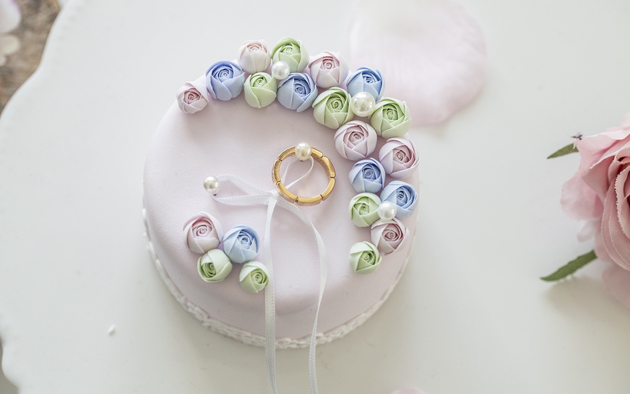 ラデュレカラーのクレイケーキリングピロー