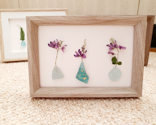 ハンドメイド　ドライフラワーとシーグラスのアレンジメント ハンドメイド ドライフラワーとシーグラスのアレンジメント インテリア