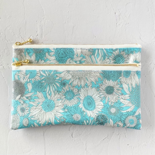 再販【 Wファスナー ＋ 後ポケット 】リバティ／ラミネートポーチ9