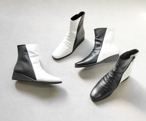 防滑底も選べる♪【返品・交換可】防滑底も選べる♪楽々バイカラーブーツ♪衝撃の軽さと柔らかさ♪撥水革使用の日本製 1枚目の画像