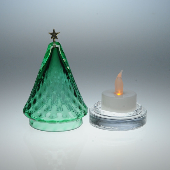 「小さな星のクリスマスツリー」(LEDキャンドルホルダー、アロマストーンホルダー） 3枚目の画像