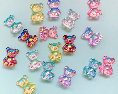 ハンドメイド品　キラキラオーロラベア オーロラベア 7色10個入り デコパーツ デコパーツ SUZU 通販
