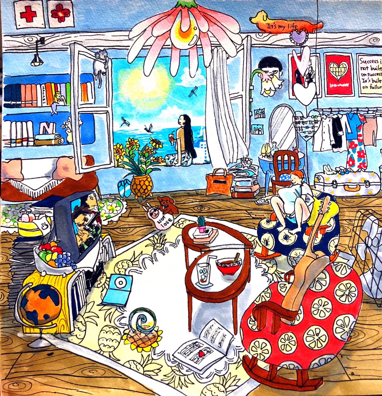 似部屋絵オーダー(額入りで27cm×27cm程度) Ω イラスト