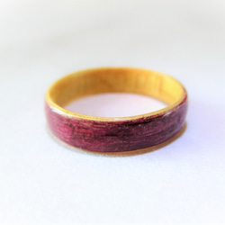 パープルハート＆檜の木製リング「violet」 3枚目の画像