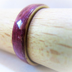 パープルハート＆檜の木製リング「violet」 1枚目の画像