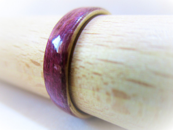 パープルハート＆檜の木製リング「violet」 1枚目の画像