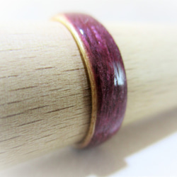 パープルハート＆檜の木製リング「violet」 4枚目の画像