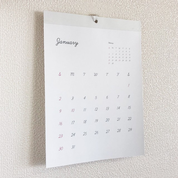 カレンダー 2025年 1月 シンプル 壁掛け 日曜日始まり