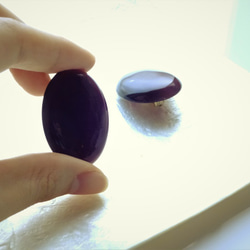 大ぶりカボション　earring　〈purple〉キャッツアイ　天然石 3枚目の画像