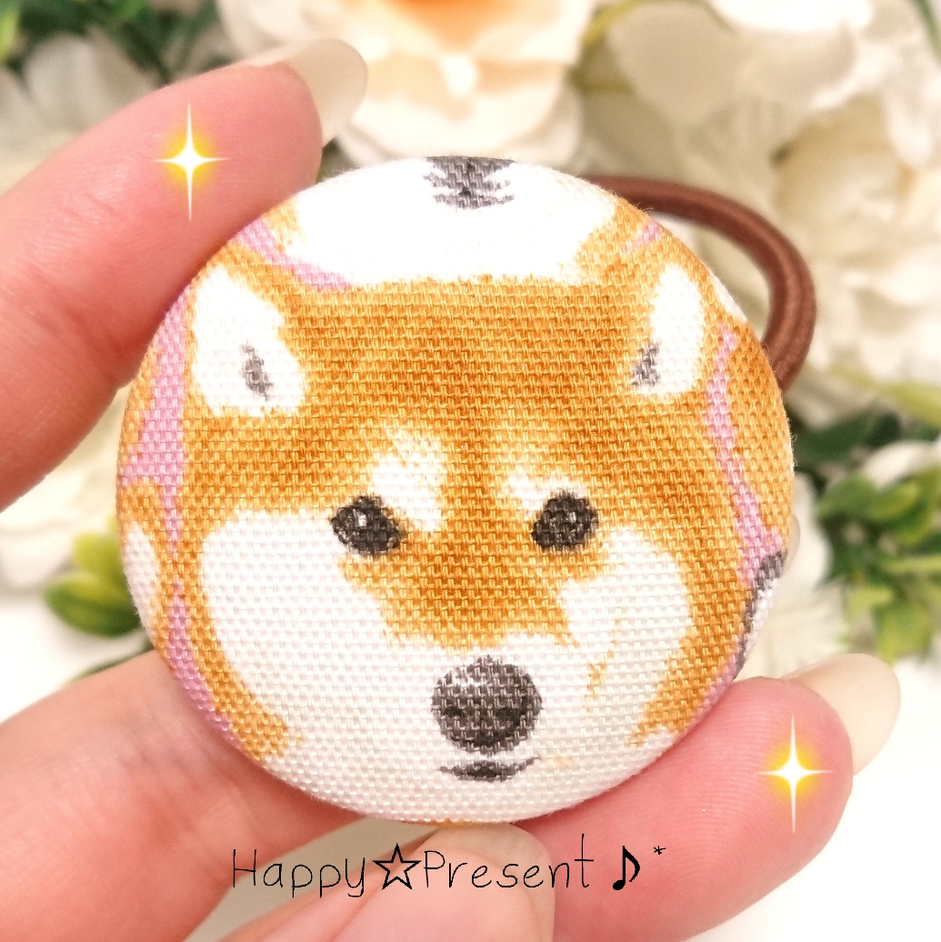 犬用帽子とお揃いのくるみボタンのヘアゴムオーダー受け付けます 