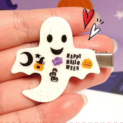 ハロウィンおばけのキラキラ✴️ヘアクリップ❤️✨ 送料無料 限定