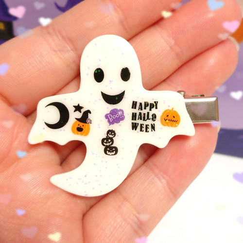 ハロウィンおばけのキラキラ✴️ヘアクリップ❤️✨ 送料無料 限定