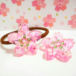 再販×3！桜の華やかスワロのpinkヘアゴム❤✨　送料無料　桜　春　プレゼント　ラッピング対応　ピンク　大人可愛い　限定 4枚目の画像