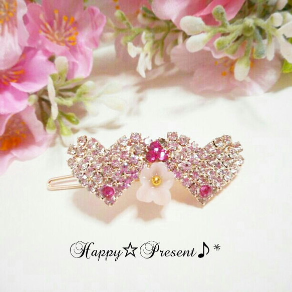 レジンヘアゴム クリップブラックオーロラフラワーモノトーン