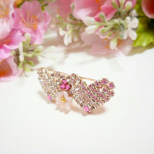 オーロラ姫のスワロフスキーprincessハートflowerのミニダボピン＊ヘア