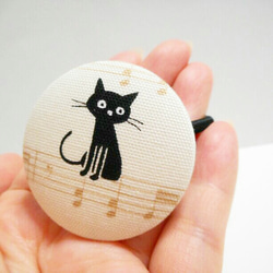 再販多数！大人可愛い黒猫のまんまる音符ヘアゴム❤②送料無料　ねこ　猫　楽譜　くるみボタン　アニマル　プチプラ　プレゼント 3枚目の画像