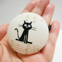 大人可愛い黒猫のまんまる音符ヘアゴム❤✨③　送料無料　ねこ　猫　楽譜　くるみボタン　アニマル　プチプラ　プレゼント 2枚目の画像