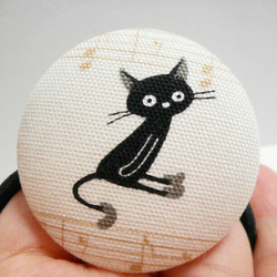 再販×6！大人可愛い黒猫のまんまる音符ヘアゴム❤✨⑤　送料無料　ねこ　猫　楽譜　くるみボタン　アニマル プレゼント 限定 4枚目の画像
