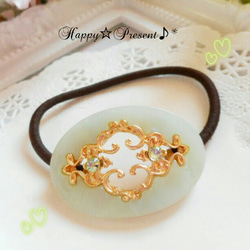 くすみカラー 大人 ハート レジン ヘアゴム ／ ピンクブラウン