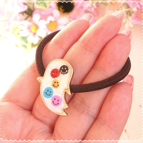 ハロウィン可愛いニコちゃんsmile☺️おばけヘアゴム❤️✨ 送料