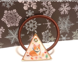 大人可愛いコーギーのXmas❄️さんかくヘアゴム❤️✨ 送料無料 限定 犬 冬 プレゼント ラッピング クリスマス 三角 4枚目の画像