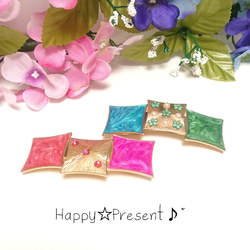 大人可愛いflowerパールの華やかスクエアバレッタ❤️✨ 送料無料 大人女子 花 プレゼント ラッピング 限定 夏 青 5枚目の画像