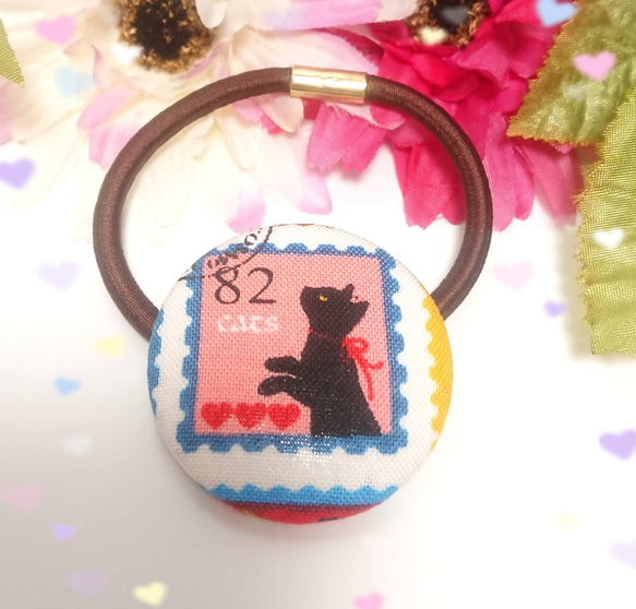 再販！猫の大人可愛いほっこりくるみボタンのヘアゴム❤️✨⑤ 送料無料 黒猫 大人女子 プレゼント ラッピング ネコ ねこ 5枚目の画像