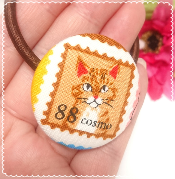 猫の大人可愛いほっこりくるみボタンのヘアゴム❤️✨⑪ 送料無料  大人女子 プレゼント ラッピング 限定 ネコ ねこ 2枚目の画像
