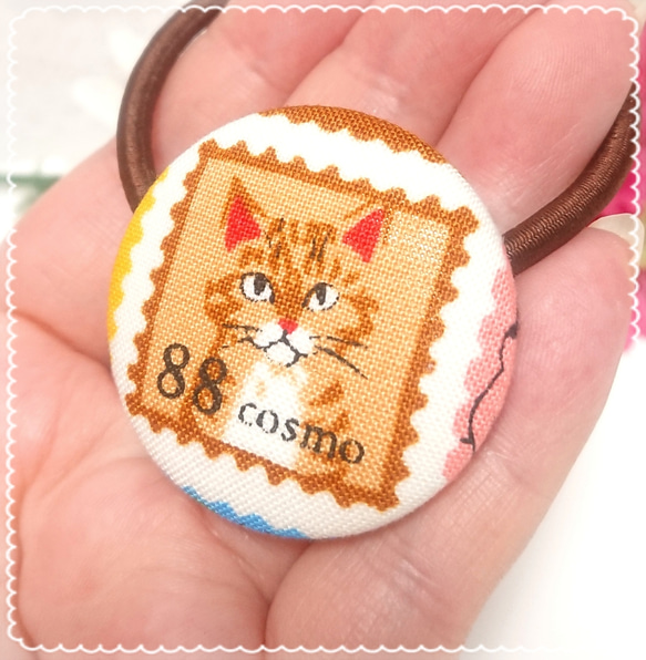 猫の大人可愛いほっこりくるみボタンのヘアゴム❤️✨⑪ 送料無料  大人女子 プレゼント ラッピング 限定 ネコ ねこ 3枚目の画像