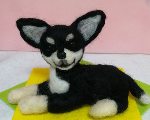 ame 羊毛フェルト 犬 チワワ ブラックタンちゃん 羊毛フェルト犬 チワワ ブラックタン 羊毛フェルト 優しい香り