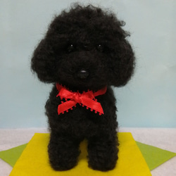 羊毛フェルト犬 トイプードル黒 羊毛フェルト かおち 通販 12224952
