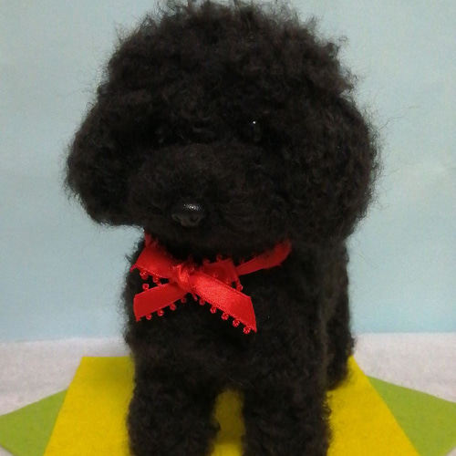 羊毛フェルト犬 トイプードル黒 羊毛フェルト かおち 通販