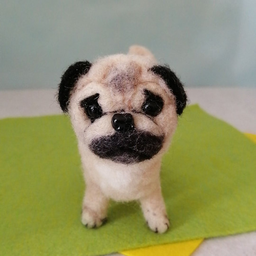 羊毛フェルト犬 パグ 羊毛フェルト かおち 通販 12595454