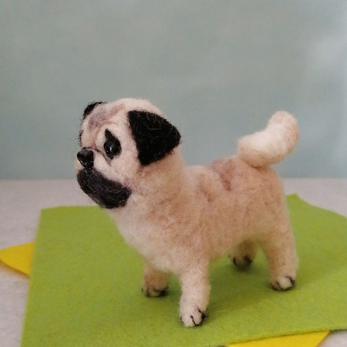 羊毛フェルト犬 パグ 羊毛フェルト かおち 通販 12595454