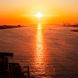 送料無料 **心地よい空間**【 大阪南港の夕日】-6-（写真のみ) 1枚目の画像