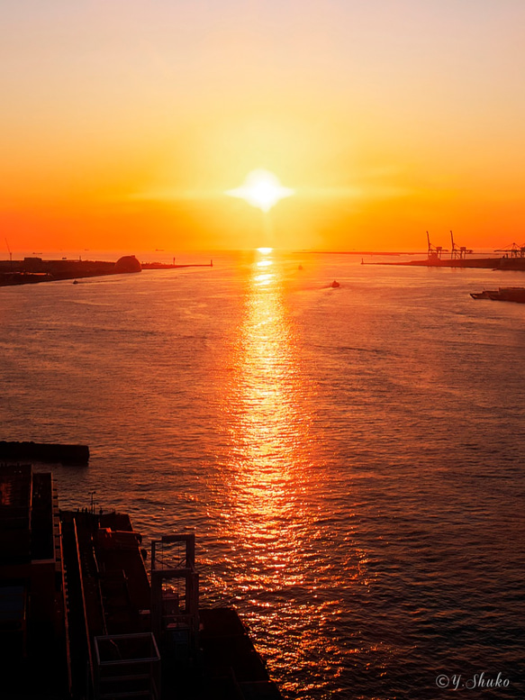 送料無料 **心地よい空間**【 大阪南港の夕日】-6-（写真のみ) 1枚目の画像