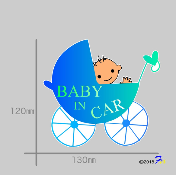 Baby In CAR04 プリントステッカー スカイブルー&ミント 2枚目の画像